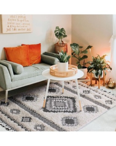 Tapis à reliefs losanges crème 120x170