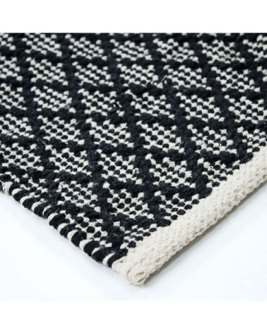 Tapis 100% coton blanc/écru-noir 190x290