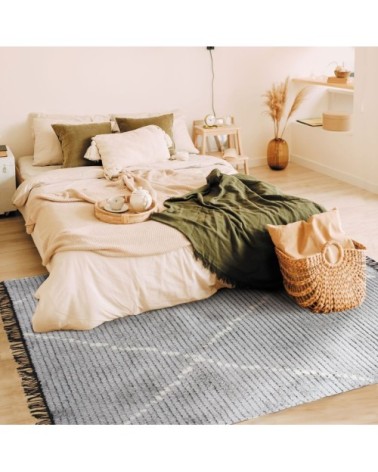 Tapis tout doux lignes beige et gris clair 160x230