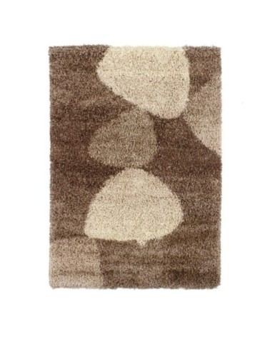 Tapis à poils longs motifs galets chocolat 120x170