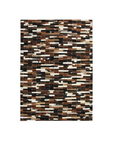 Tapis en cuirs recyclés lignes marron multi 160x230