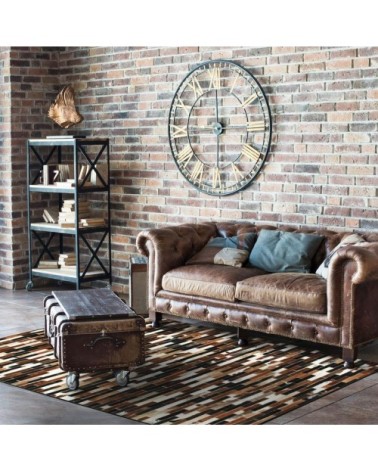 Tapis en cuirs recyclés lignes marron multi 160x230