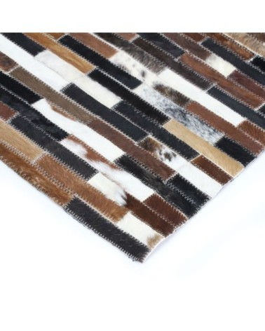 Tapis en cuirs recyclés lignes marron multi 160x230