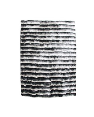 Tapis à poils longs doux dégradé gris et noir 160x230