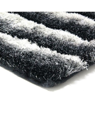 Tapis à poils longs doux dégradé gris et noir 160x230