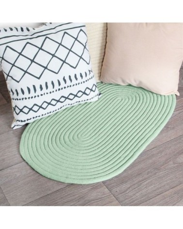 Tapis en coton effet cordage vert basilic 50x80