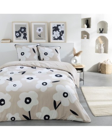 Parure de lit 2 personnes fleur coton 240x220cm