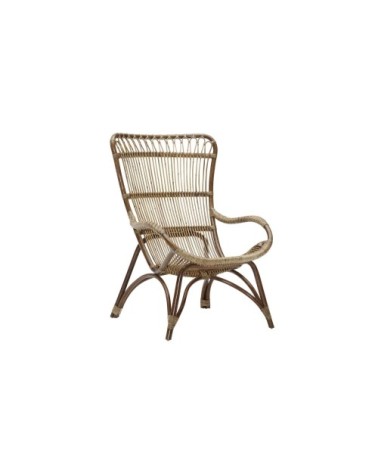 Fauteuil haut dossier en rotin antique