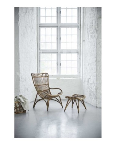 Fauteuil haut dossier en rotin antique