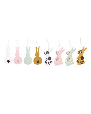 8 étiquettes pendentifs lapins