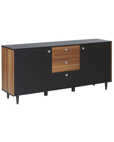 Commode noire et bois foncé