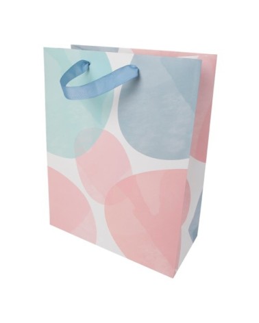 Sac cadeau grand format bleu et rose pastel
