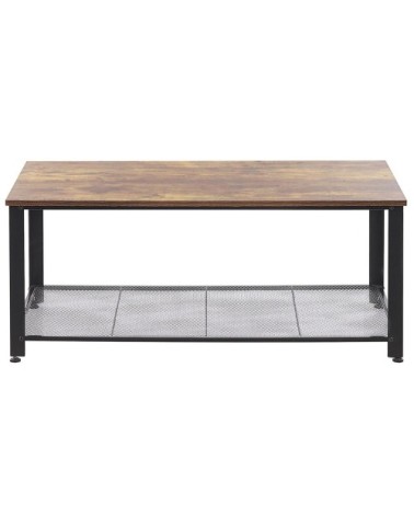 Table basse bois foncé et noire plateau effet bois foncé vieilli