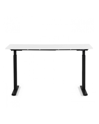 Bureau réglable assis-debout blanc et acier noir L120