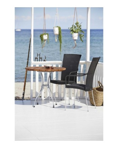 Chaise repas empilable en acier et fibre synthétique noire