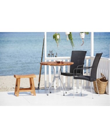 Chaise repas empilable en acier et fibre synthétique noire