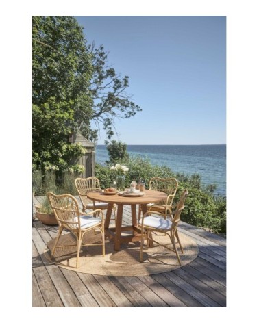 Chaise repas en aluminium et fibre synthétique aspect rotin