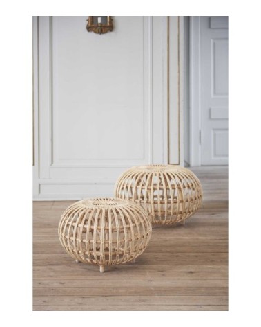 Pouf ottoman en rotin by Franco Albini D65cm