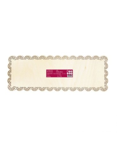 Support à gâteau/cake rectangle dentelle en bois 36x13 cm