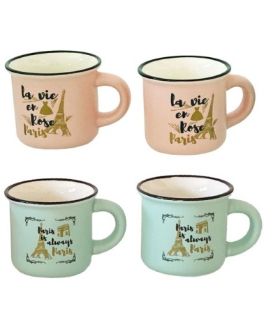 Set expresso 4 tasses colorées