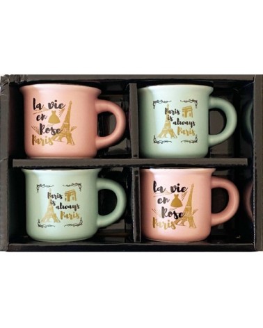 Set expresso 4 tasses colorées