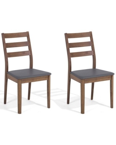 Lot de 2 chaises de salle à manger en bois d'hévéa gris