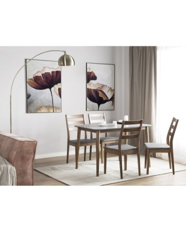 Lot de 2 chaises de salle à manger en bois d'hévéa gris