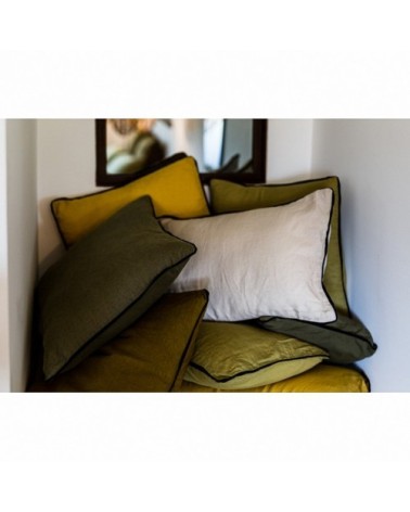 Housse de coussin pur lin lavé foin 45x45