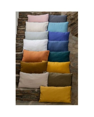 Housse de coussin pur lin lavé foin 45x45
