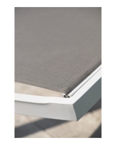 Lot de 2 bains de soleil en toile plastifiée taupe et aluminium blanc