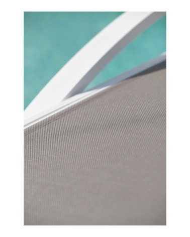 Lot de 2 bains de soleil en toile plastifiée taupe et aluminium blanc