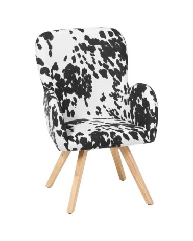 Fauteuil en tissu tapissé motif peau de vache