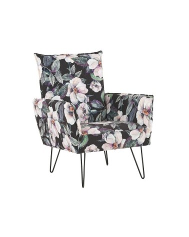 Fauteuil en tissu à motif floral noir