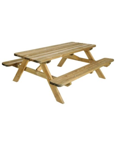 Table de pique-nique pré-assemblée avec angles arrondis en pin