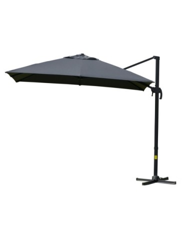 Parasol déporté carré inclinable pivotant 360° gris