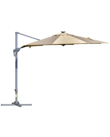Parasol déporté LED octogonal inclinable pivotant 360° beige
