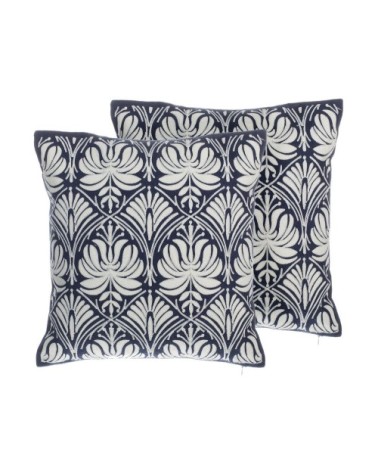 Lot de 2 coussin décoratifs en tissu bleu 45x12cm