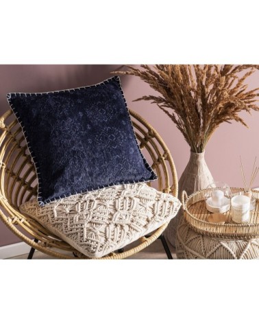 Coussin décoratif en tissu bleu 45x10cm