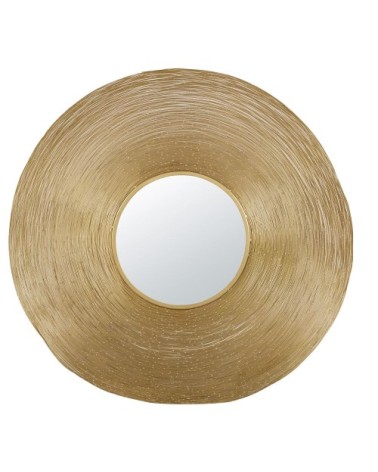 Miroir rond large, encadrement en métal doré D98