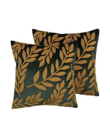 Lot de 2 coussin décoratifs en velours vert 45x12cm