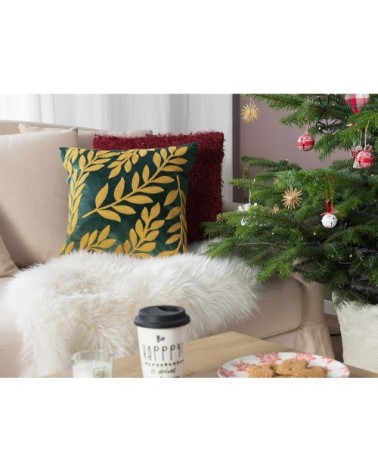 Lot de 2 coussin décoratifs en velours vert 45x12cm