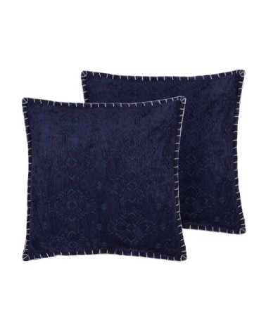 Lot de 2 coussin décoratifs en tissu bleu 45x10cm