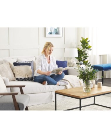 Lot de 2 coussin décoratifs en tissu bleu 45x10cm