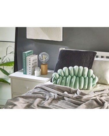 Coussin décoratif en velours vert 45x10cm