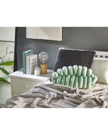 Coussin décoratif en velours vert 45x10cm