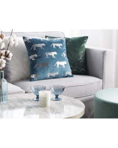 Lot de 2 coussin décoratifs en velours bleu 45x12cm