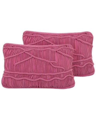 Lot de 2 coussin décoratifs en tissu rose 30x10cm
