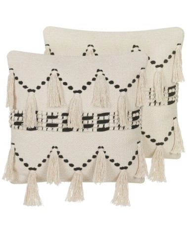 Lot de 2 coussin décoratifs en tissu beige 45x10cm