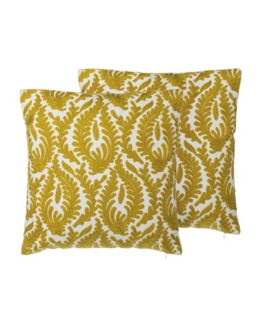 Lot de 2 coussin décoratifs en tissu jaune 45x12cm