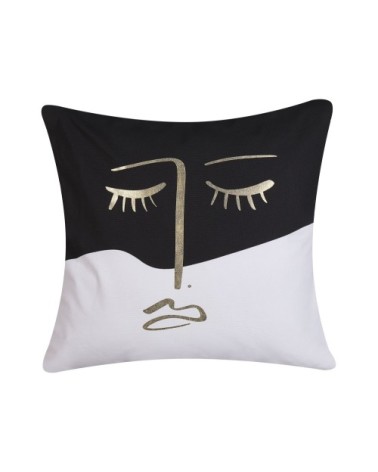 Coussin décoratif en tissu noir blanc 45x6cm